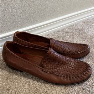 Women's Brown Woven Leather Slip-On Loafers